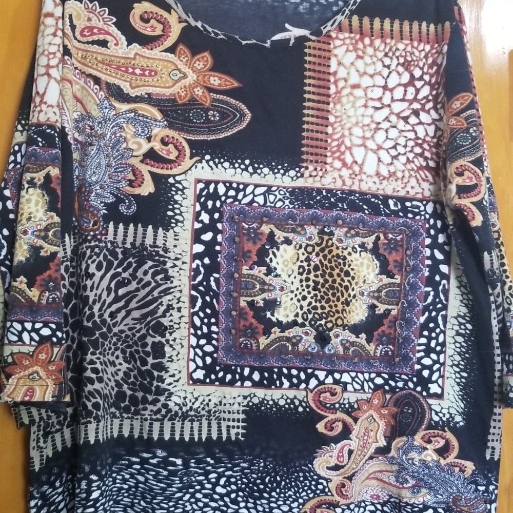 Animal block print top.